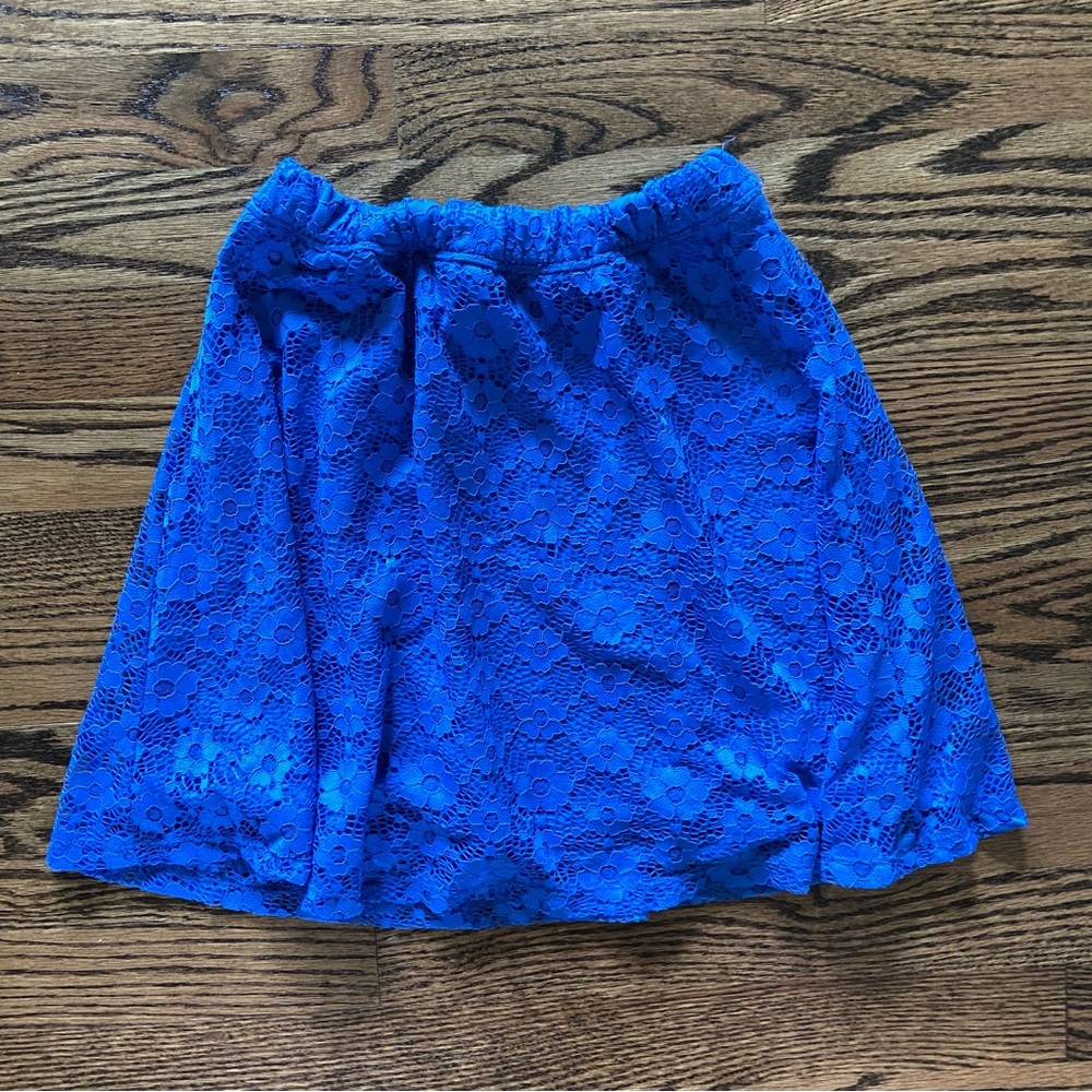 Abercrombie & Fitch Blue Stretch Lace Flounce Mini Skirt Small Lined Metal Tag